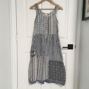 CP Shades 100% Linen Patchwork Dress Size S Small Made in USA